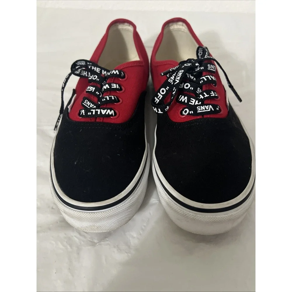 VANS Unisex Kids Logo Pop Canvas Low Top Sneakers Lace Up US 5 Red Black Checker